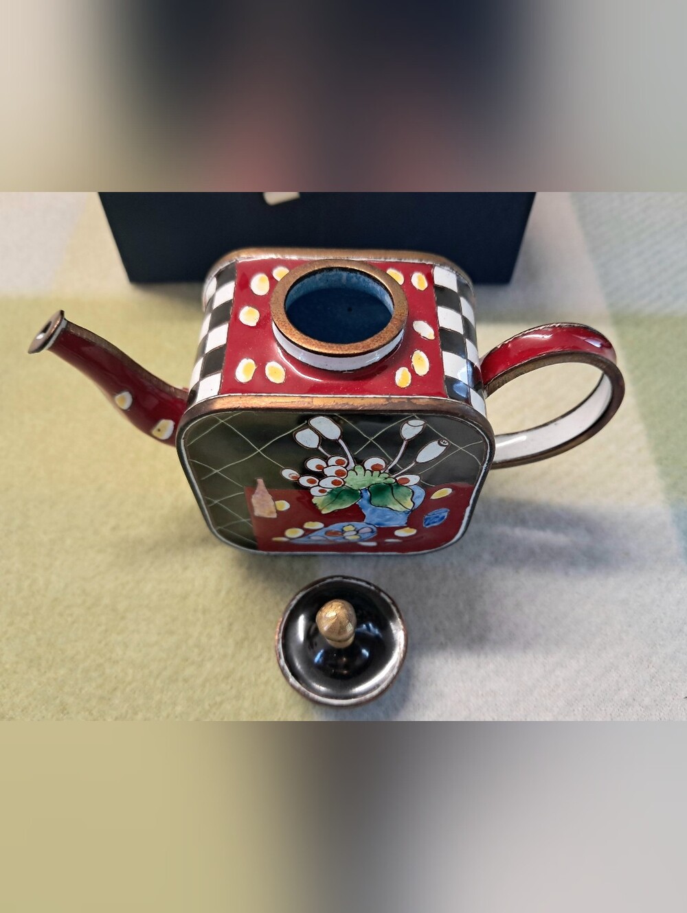 Charlotte Di Vita Trade+Aid Miniature Copper Enamel Teapot 610 Red Matisse - Picture 6 of 7